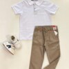 Calça Masculina Infantil Alfaiataria Caqui Fernanda Ramos Kids