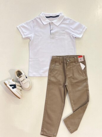 Calça Masculina Infantil Alfaiataria Caqui Fernanda Ramos Kids
