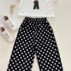 Conjunto Infantil Feminino Blusa Cropped Calça Poá Fernanda Ramos Kids