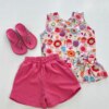 Conjunto Infantil Feminino Blusa Regata Jardim e Short Rosa Fernanda Ramos Kids