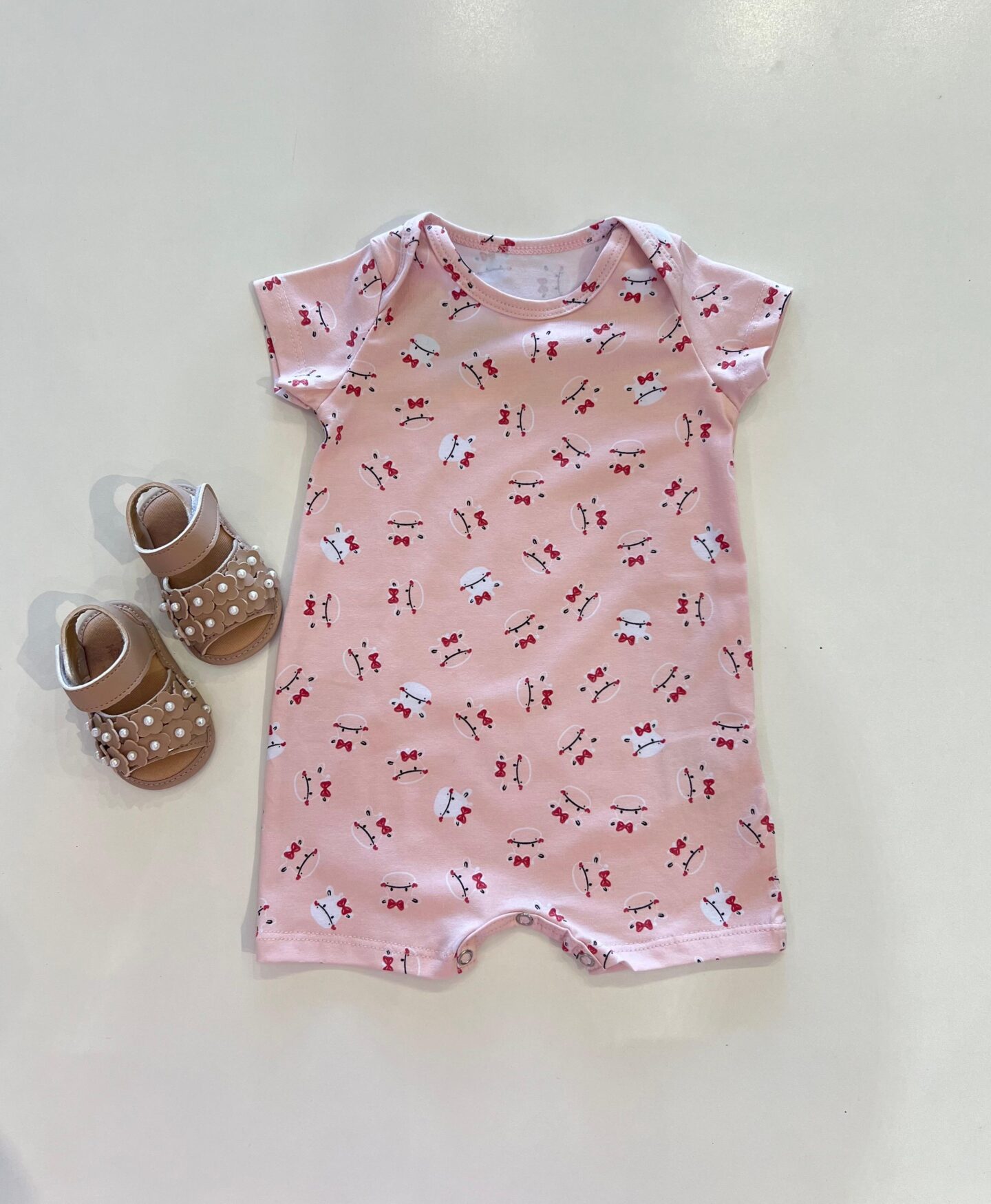 Macaquinho Infantil Feminino Estampado Vaquinha Rose Fernanda Ramos Kids