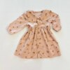 Vestido Infantil Feminino Manga Longa Estampa Folhas Veludo Bege Fernanda Ramos Kids