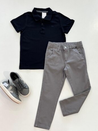 Calça Masculina Infantil Alfaiataria Cinza Claro Fernanda Ramos Kids