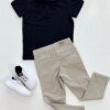 Calça Masculina Infantil Alfaiataria Cor Areia Fernanda Ramos Kids