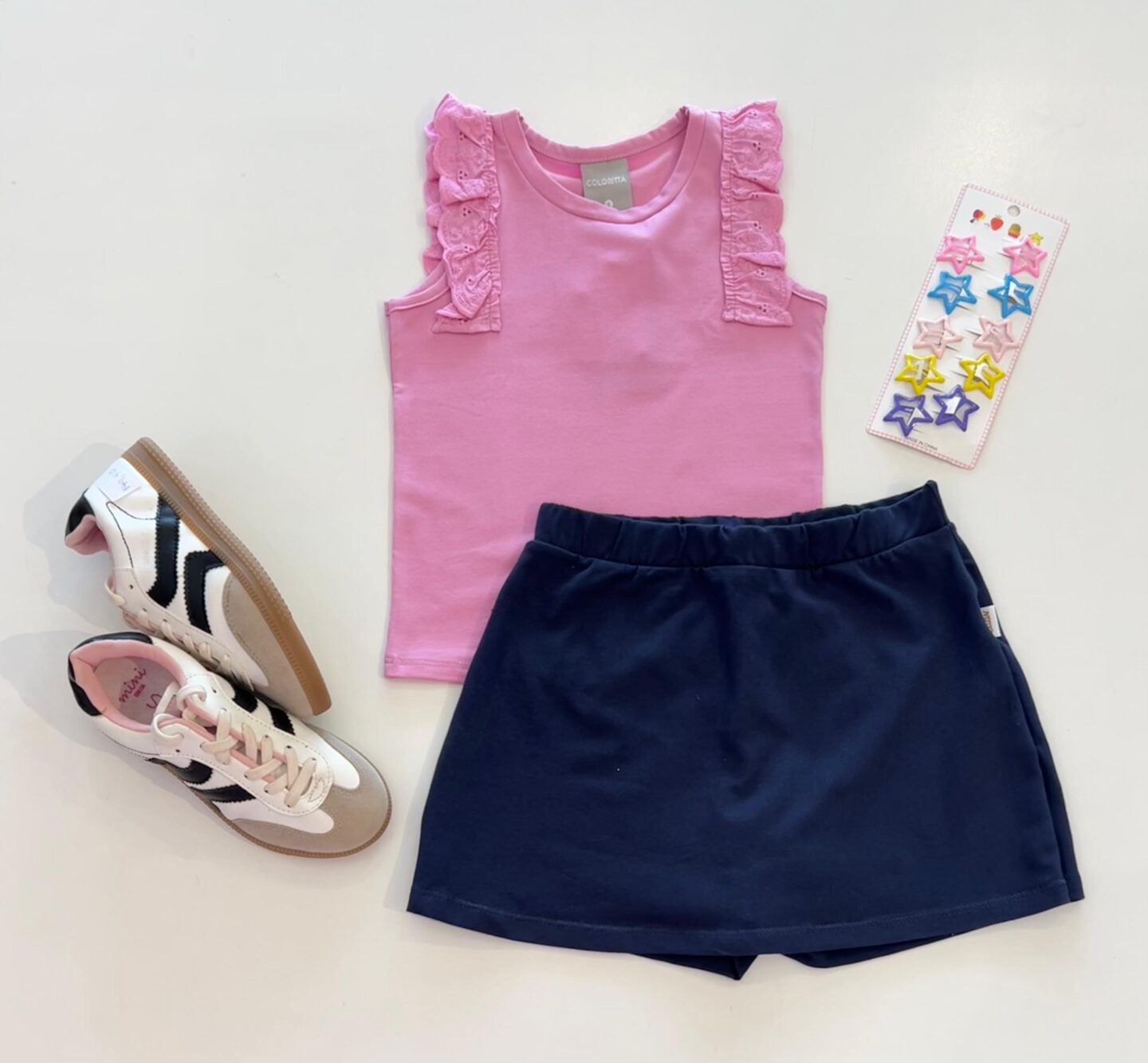 Short Saia Infantil Feminino Básica Azul Marinho Fernanda Ramos Kids