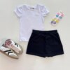Short Saia Infantil Feminino Básica Preta Fernanda Ramos Kids