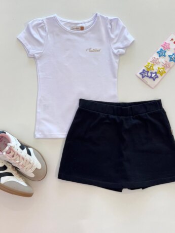 Short Saia Infantil Feminino Básica Preta Fernanda Ramos Kids